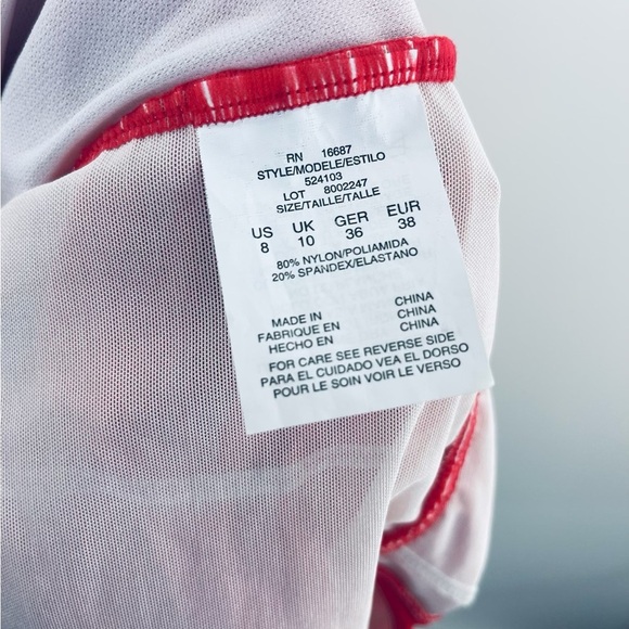 Swim Solutions Shirred Wide Strap One Piece Swimsuit Size 8 Coral Orange - Picture 6 of 8